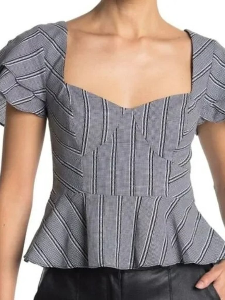 Likely Sydney Top Black & White Check Plaid, Size Xl, Nwt!